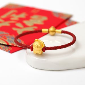 蝴蝶結手串手飾999足金3D硬金豬手鏈